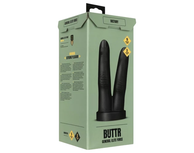 BUTTR Victory - dupla ujj anál dildó (fekete)