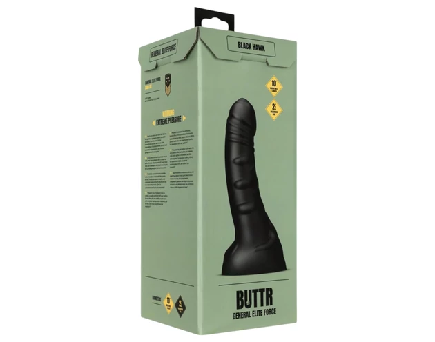 BUTTR Black Hawk - élethű anál dildó (fekete)