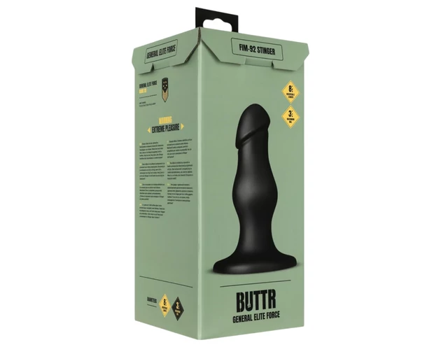 BUTTR FIM-92 - tapadókorongos anál dildó (fekete)