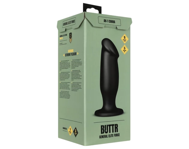 BUTTR AH-1 - tapadókorongos anál dildó (fekete)