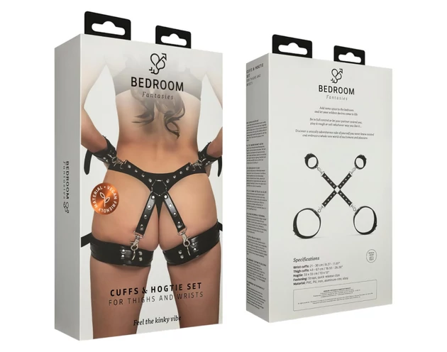 Bedroom Fantasies - csukló- és comb bilincs (fekete)