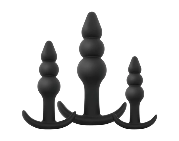 EasyToys - gömbös anál plug szett - 3 részes (fekete)