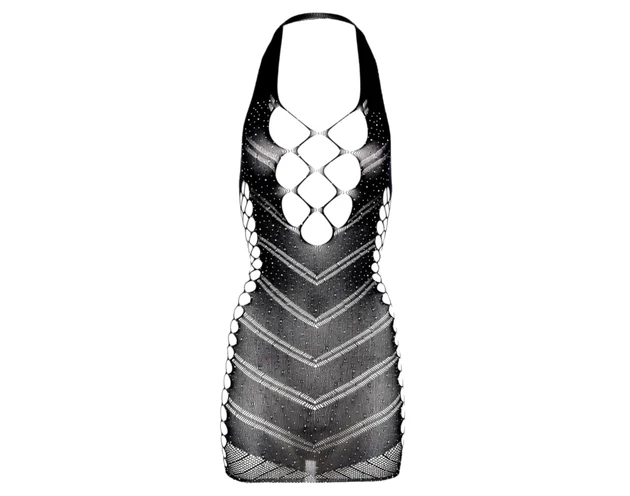 Christine - strasszos necc ruha - (fekete) - XS-XL