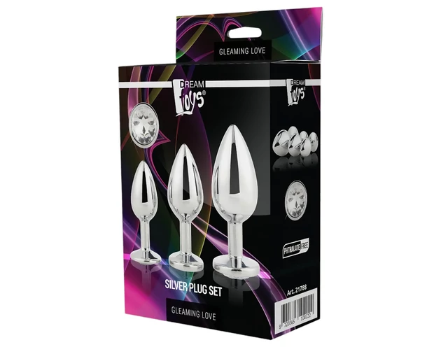 Gleaming Love - anál plug szett - ezüst (3 részes)