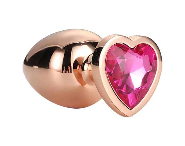 Gleaming Love - alumínium anál plug szív alakú kővel (rózsaarany)