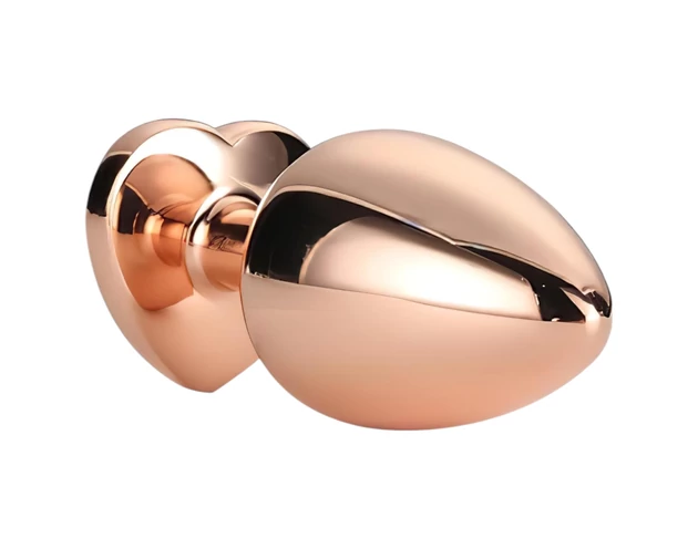 Gleaming Love - alumínium anál plug szív alakú kővel (rózsaarany)