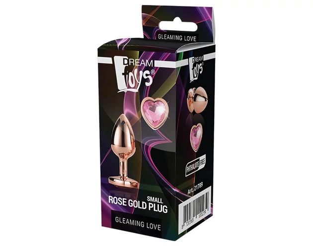 Gleaming Love - alumínium anál plug szív alakú kővel (rózsaarany)