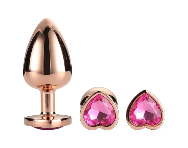 Gleaming Love - szíves anál plug szett - rosegold (3 részes)