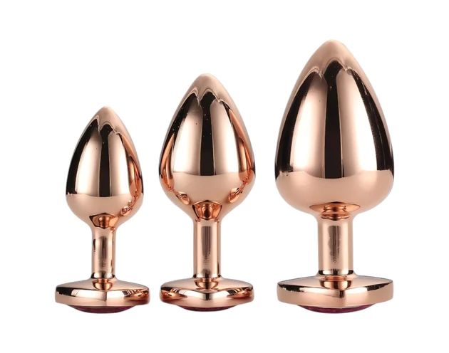 Gleaming Love - szíves anál plug szett - rosegold (3 részes)