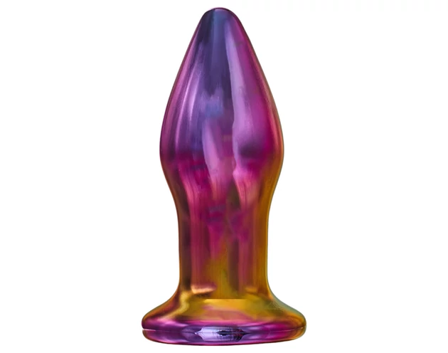 Glamour Glass - kúpos, rádiós, üveg anál vibrátor (színes)
