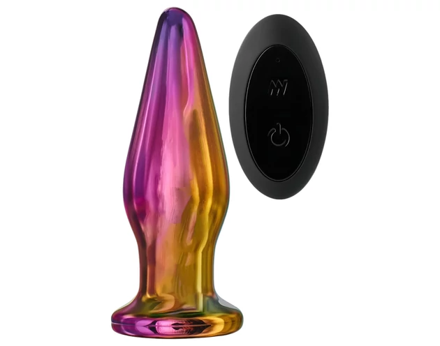 Glamour Glass - csúcsos, rádiós, üveg anál vibrátor (színes)