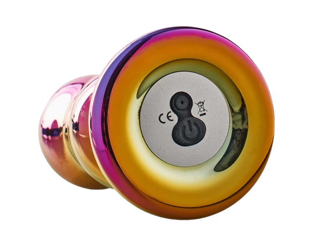 Glamour Glass - rádiós, üveg anál vibrátor - hullámos (színes)