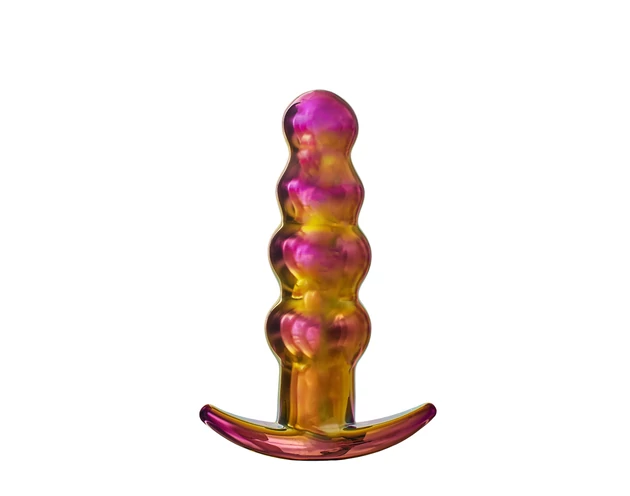 Glamour Glass - rádiós, üveg anál vibrátor - gömbös (színes)