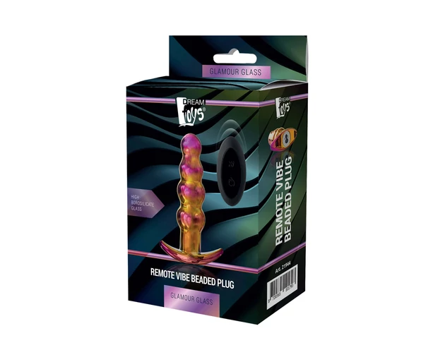 Glamour Glass - rádiós, üveg anál vibrátor - gömbös (színes)