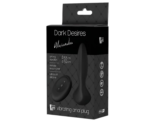 Dark Desires Alexandra - akkus, rádiós anál vibrátor (fekete)