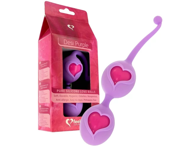 FEELZTOYS Desi - szíves gésagolyó duó (lila-pink)