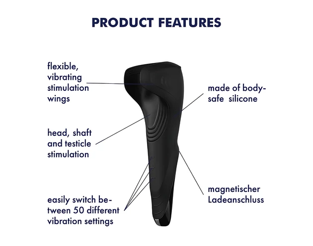 Satisfyer Men Wand - akkus, vízálló makkvibrátor (fekete)