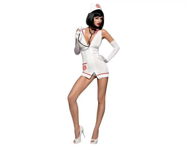 Obsessive Emergency - nővérke jelmez szett - fehér (S/M)