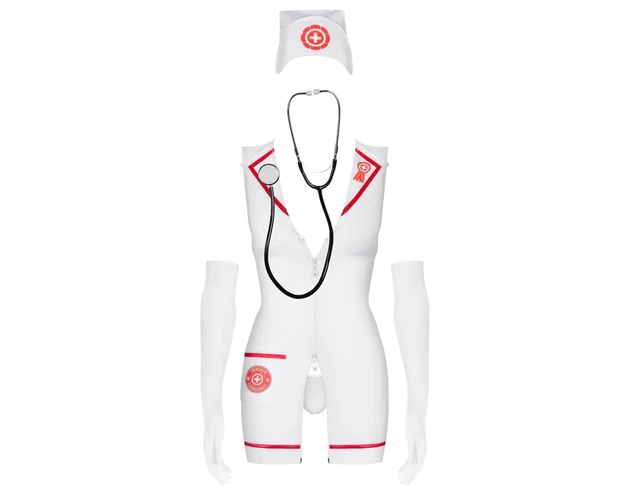 Obsessive Emergency - nővérke jelmez szett - fehér (S/M)