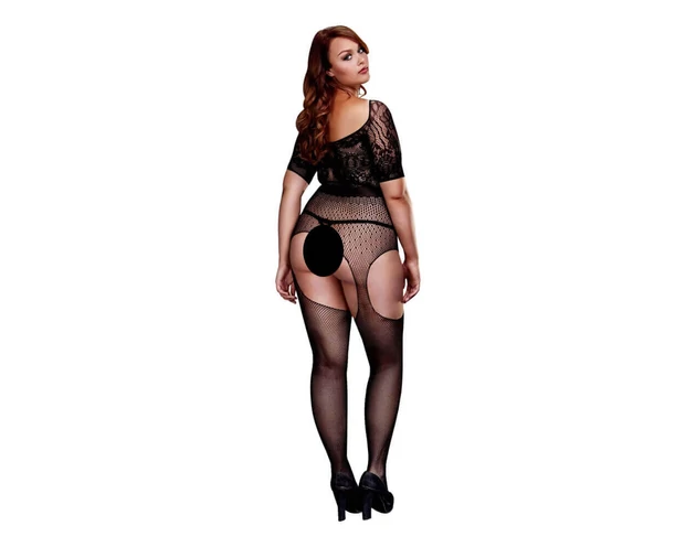 BACI Plus Size - rafinált necc szett - fekete (XL-XXL)