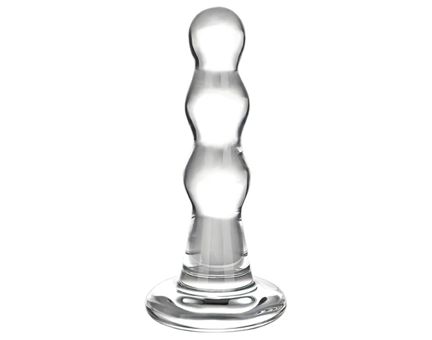 GLAS - hullámos üveg anál dildó (átlátszó)
