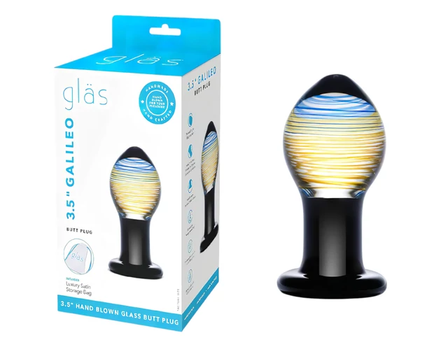 GLAS Galileo - üveg anál plug (fekete-arany)