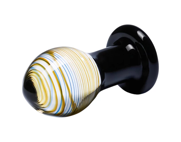 GLAS Galileo - üveg anál plug (fekete-arany)