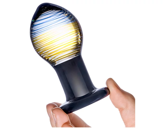 GLAS Galileo - üveg anál plug (fekete-arany)