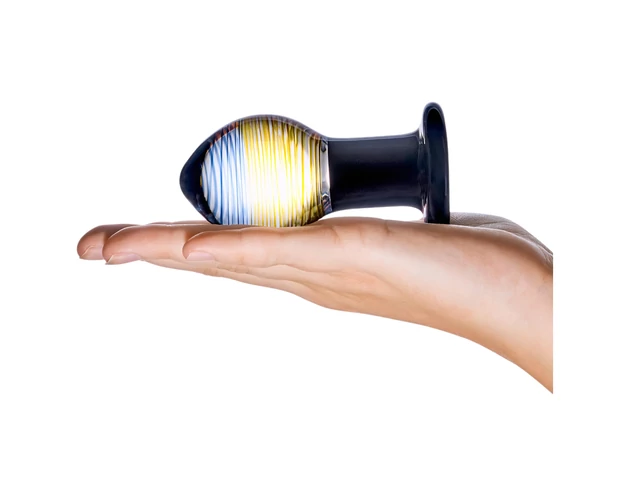 GLAS Galileo - üveg anál plug (fekete-arany)