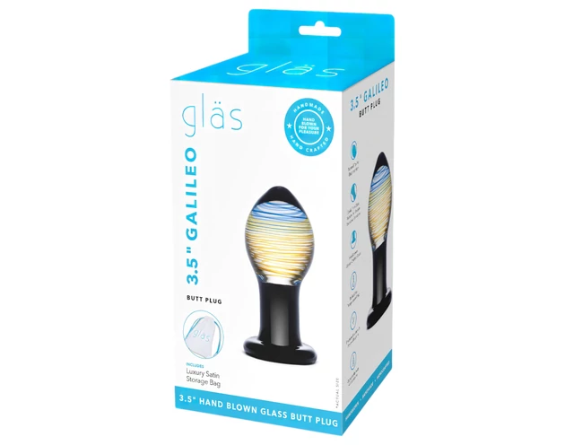 GLAS Galileo - üveg anál plug (fekete-arany)