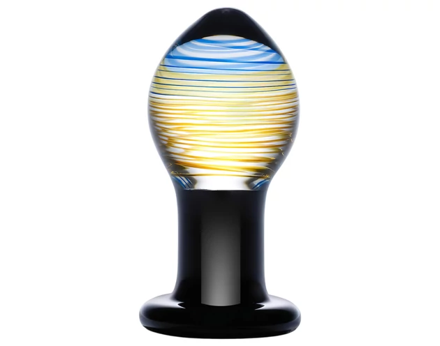 GLAS Galileo - üveg anál plug (fekete-arany)