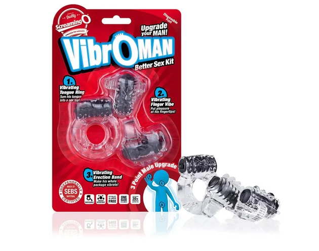 Screaming Vibroman - vibrációs péniszgyűrű szett (fekete)