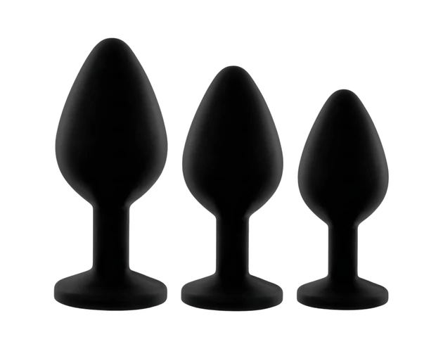 Rianne - 3 részes szilikon anál plug szett (fekete)