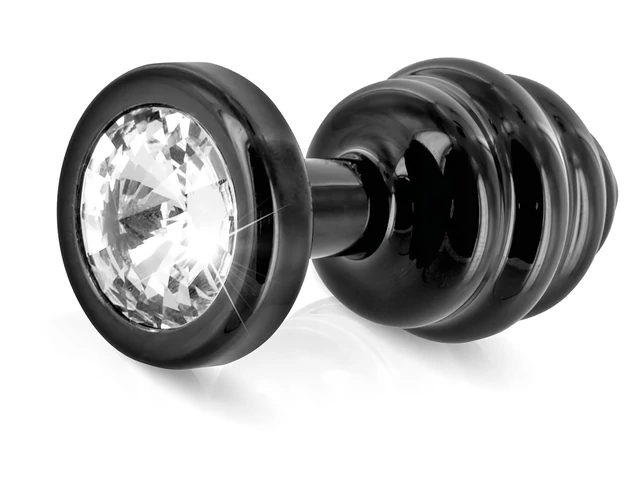 DIOGOL Anni - bordázott anál plug - fekete - (3cm)