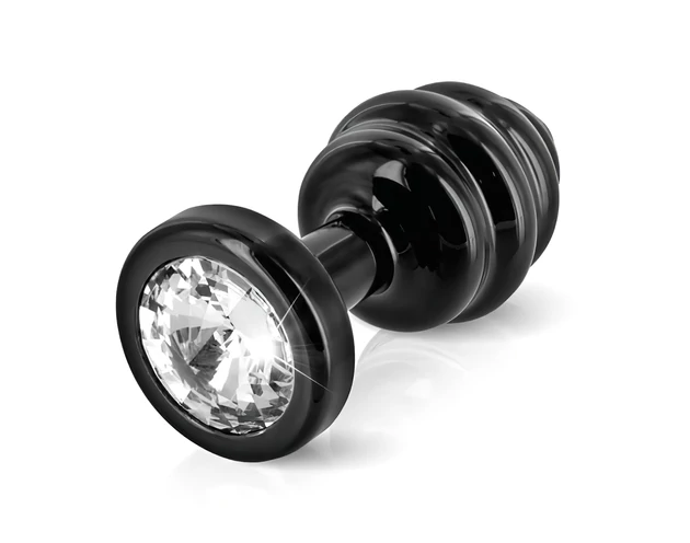 DIOGOL Anni - bordázott anál plug - fekete - (3cm)