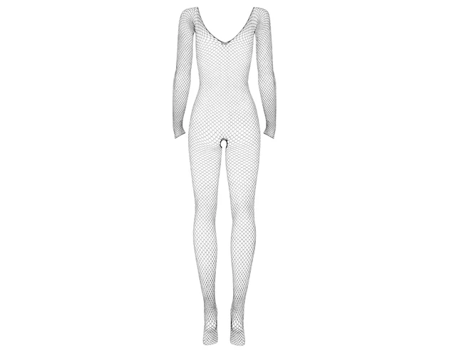 Obsessive N109 - hosszúujjú, nyitott necc overál - fekete (S-L)