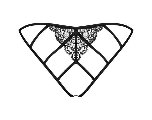 Obsessive Miamor - hálós, nyitott csipke női bugyi (fekete)