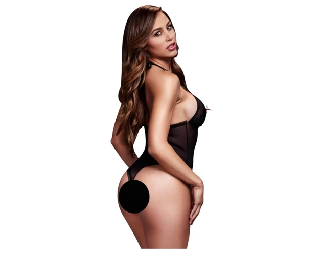 Baci - nyakpántos, áttetsző body - fekete (S-L)