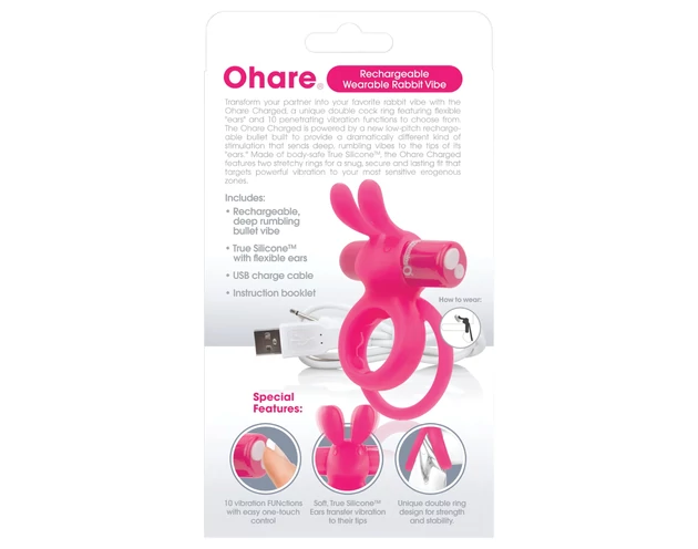 Screaming O Ohare - akkus, nyuszis, vibrációs péniszgyűrű (pink)