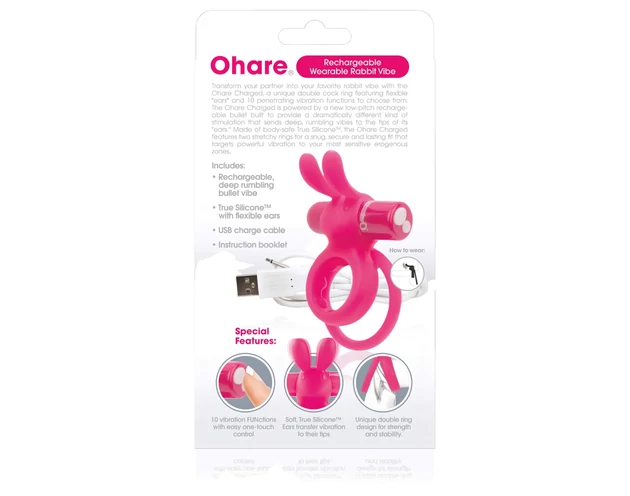 Screaming O Ohare - akkus, nyuszis, vibrációs péniszgyűrű (pink)