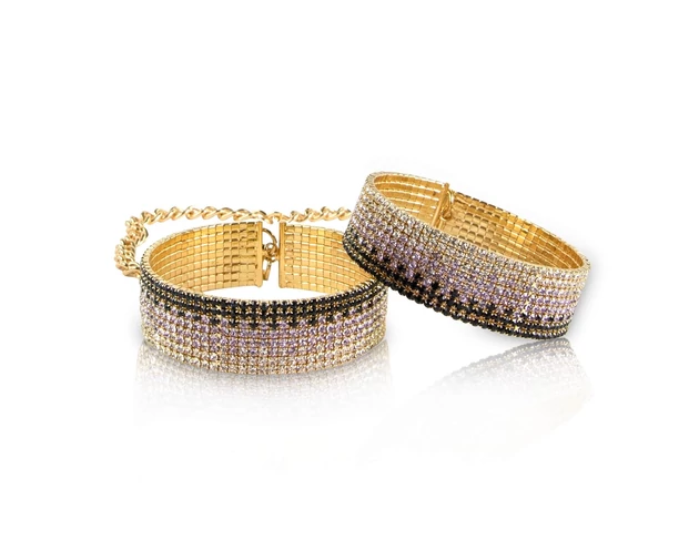 RS Icons Diamond - strasszos ékszer bilincs (1 pár) - rózsaarany