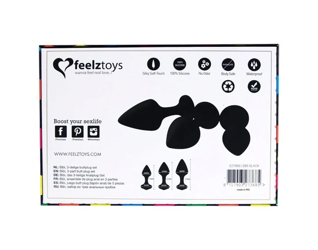 FEELZTOYS Bibi - anál plug szett - fekete (3 részes)