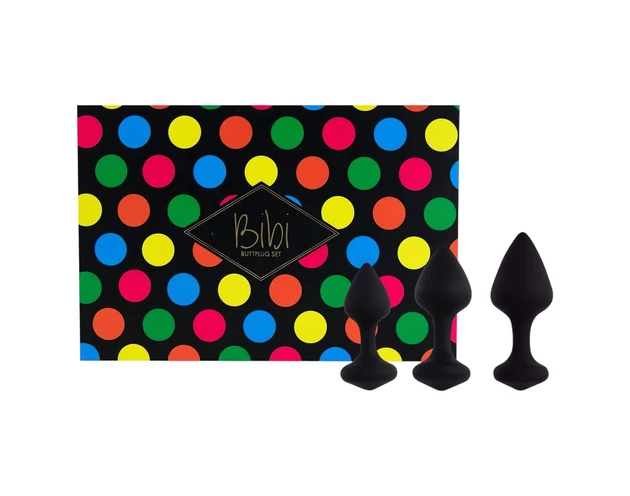 FEELZTOYS Bibi - anál plug szett - fekete (3 részes)