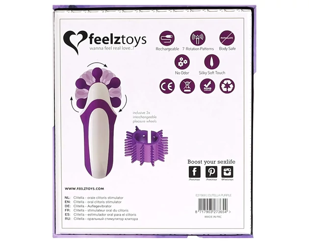 FEELZTOYS Clitella - akkus, forgó, orál vibrátor (lila)
