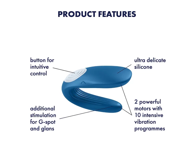 Satisfyer Double Whale - 2 motoros párvibrátor (kék)