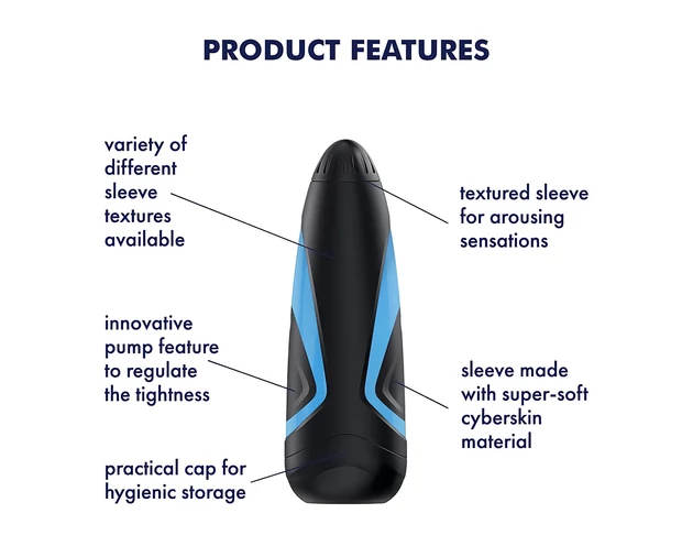 Satisfyer Men One - szívó maszturbátor (kék-fekete)
