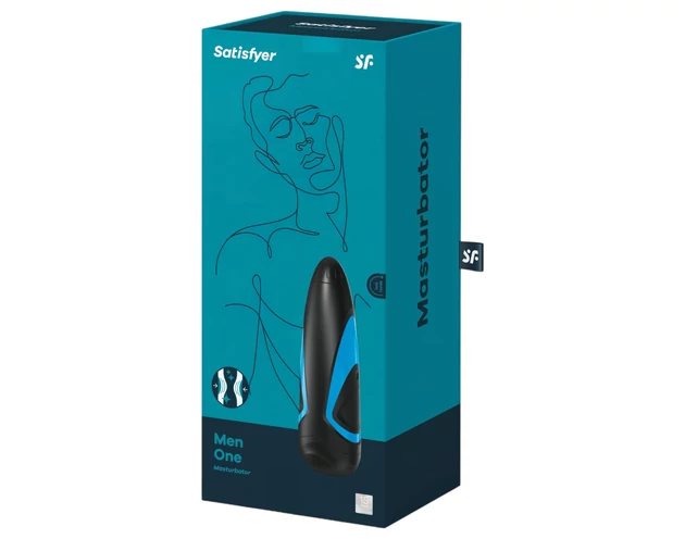Satisfyer Men One - szívó maszturbátor (kék-fekete)