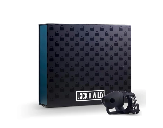 LOCK A WILLY - szilikon pénisz ketrec lakattal (fekete)