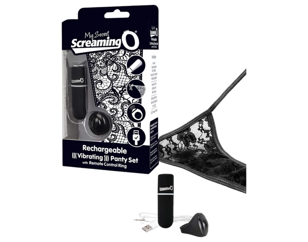 Screaming O MySecret - vibrációs tanga - fekete (S-L)