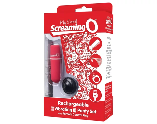 Screaming O Panty Set - vibrációs tanga - piros (S-L)